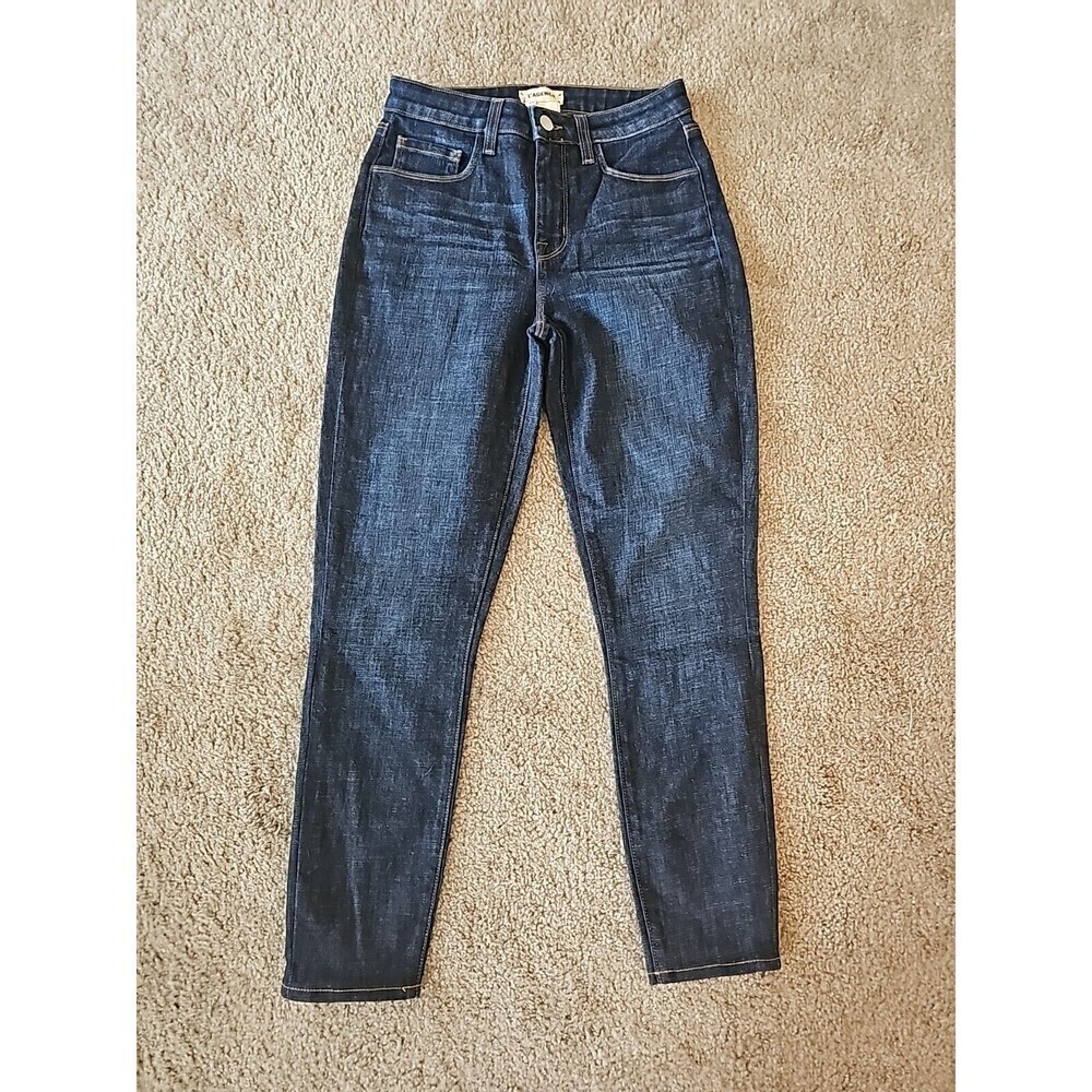 L'agence Margot Jean High Rise Skinny Montclair Dark Denim Ankle Crop Stretch 25